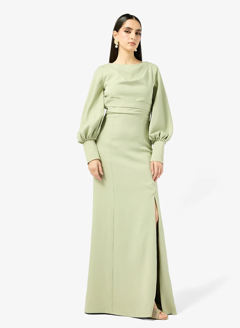 Iyra  Puff Sleeve Side Slit Dress for Women | Best Price UAE